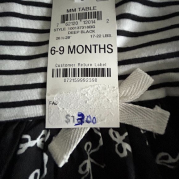 FIRST IMPRESSIONS GIRLS COLLECTION TOP DEEP BLACK 6-9 MONTHS - Picture 6 of 6